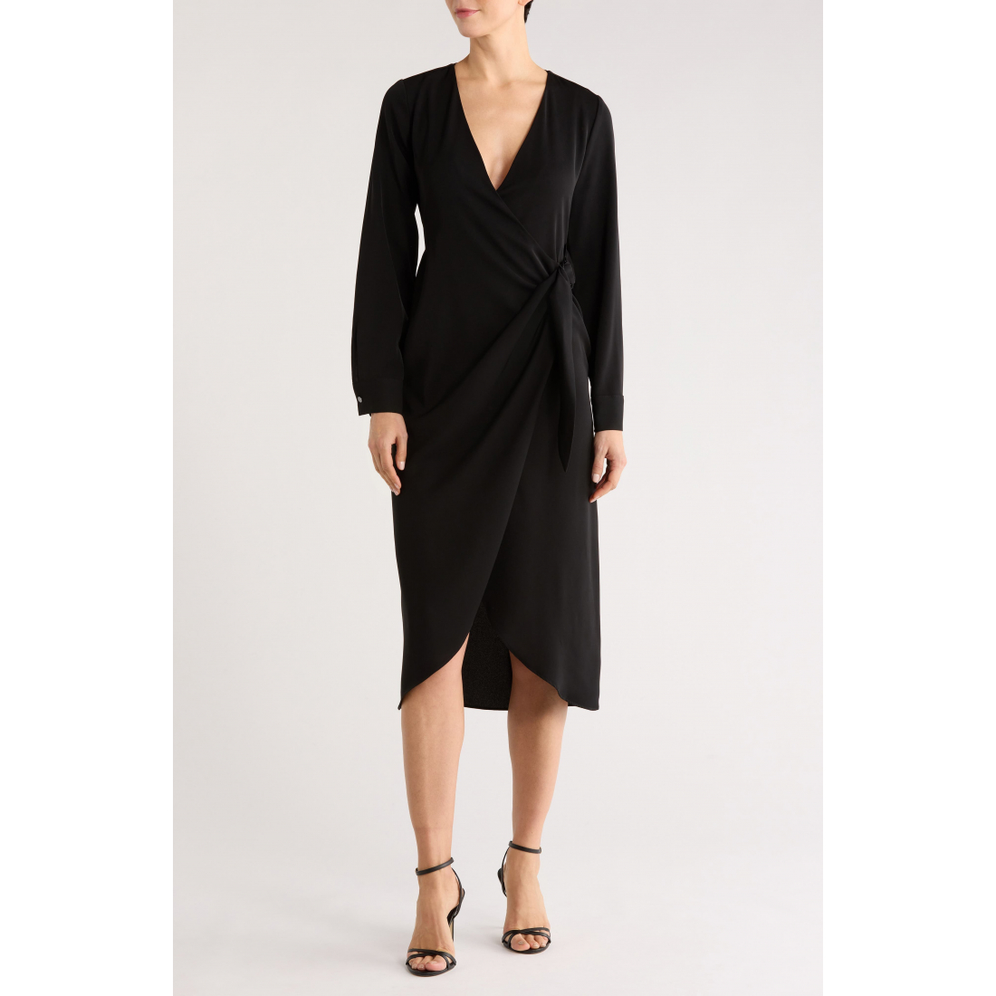 Robe Midi 'Long Sleeve Faux Wrap' pour Femmes