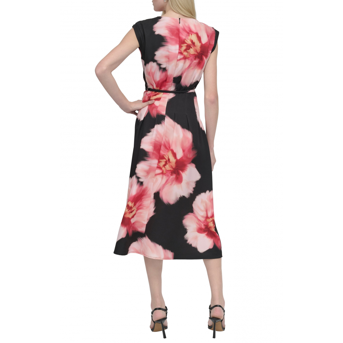 Robe Midi 'Floral Cap Sleeve Belted' pour Femmes