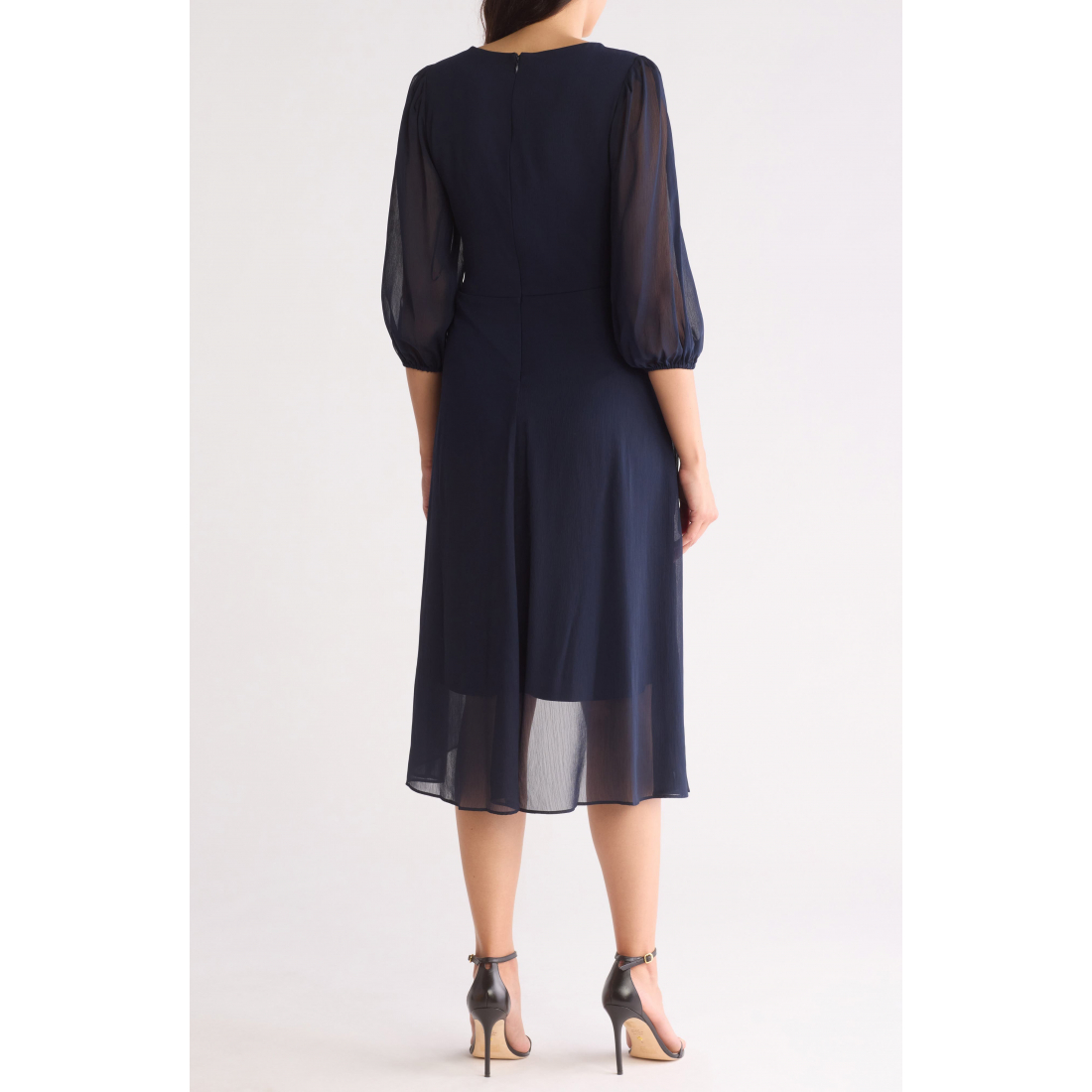 Robe Midi 'Puff Sleeve Faux Wrap' pour Femmes