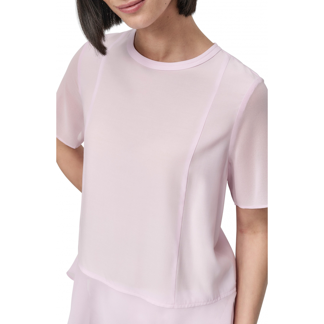 Top à manches courtes 'Handkerchief Hem Mixed Media' pour Femmes