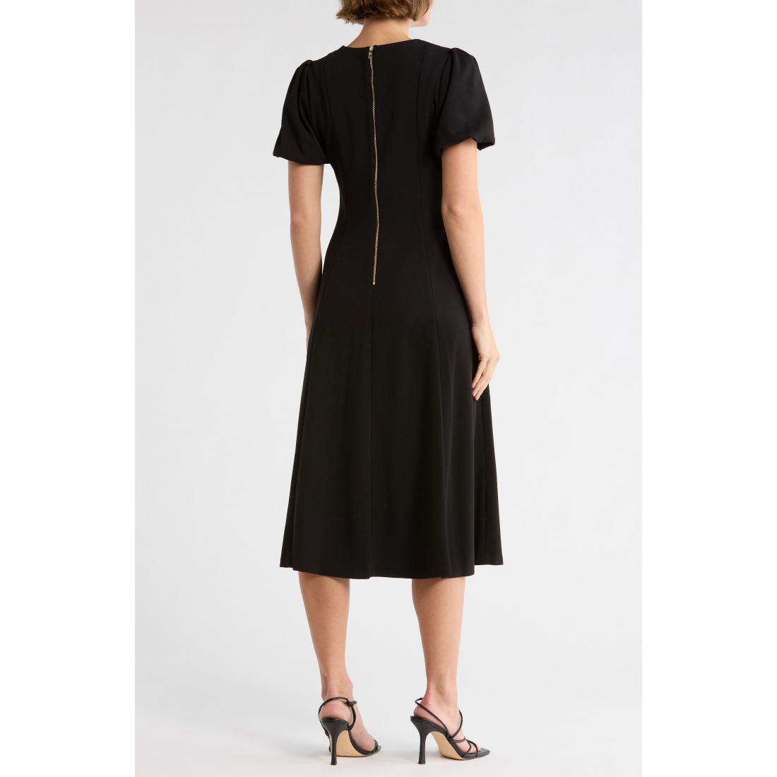 Robe Midi 'Puff Sleeve Fit & Flare' pour Femmes