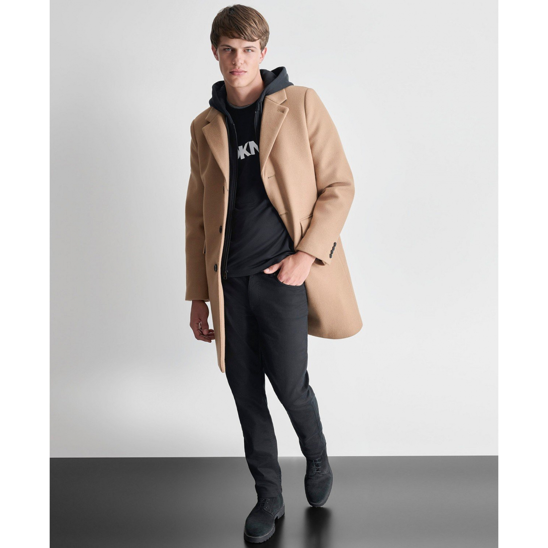 Manteau 'Removable Hood Notch-Lapel' pour Hommes