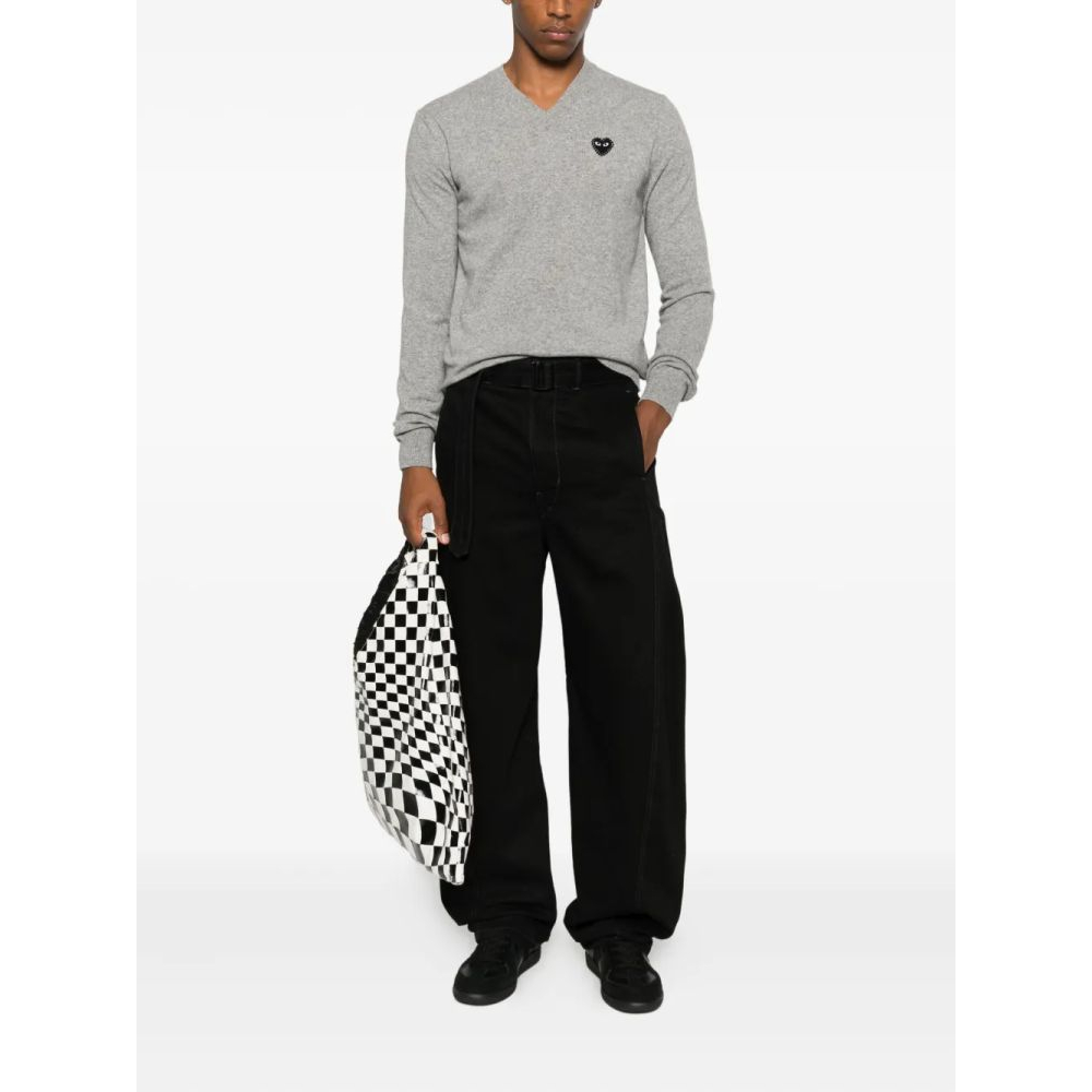 'Heart-Embellished V-Neck' Sweater