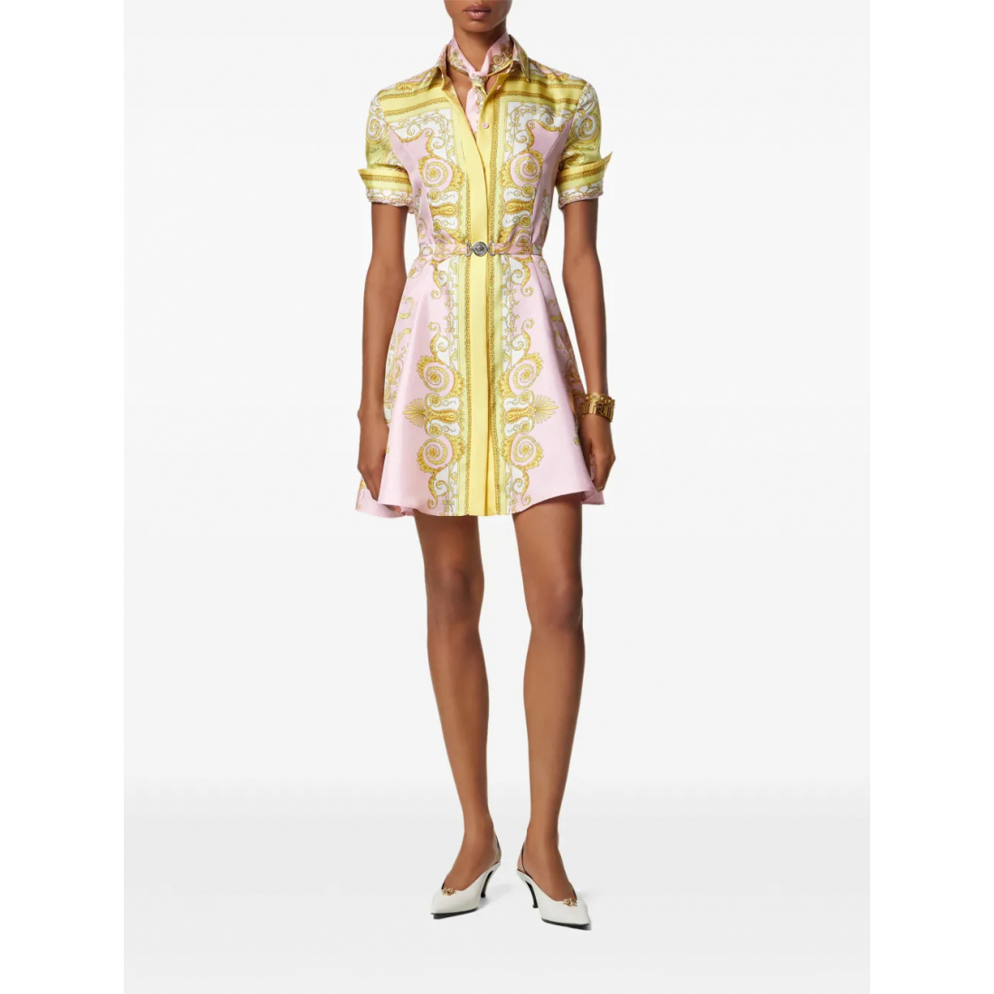 Women's 'Baroque-Print Belted' Mini Dress