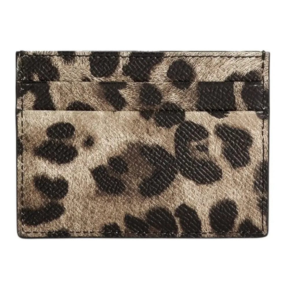 Women's 'Leopard-Print Logo-Plaque' Card Holder
