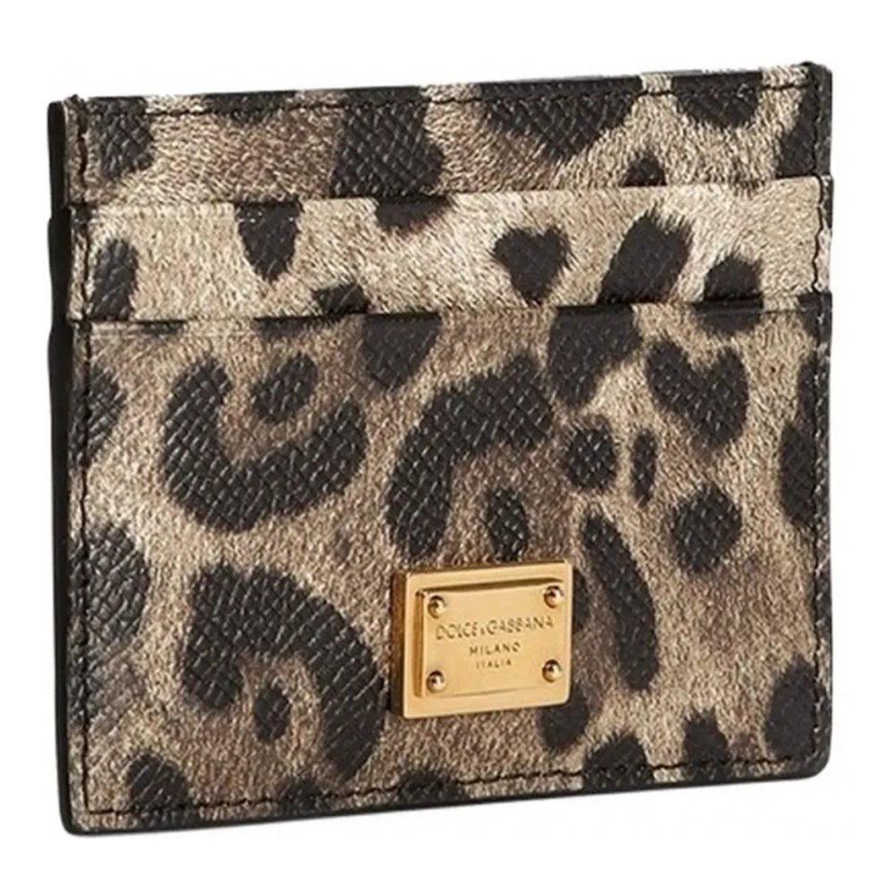 Women's 'Leopard-Print Logo-Plaque' Card Holder