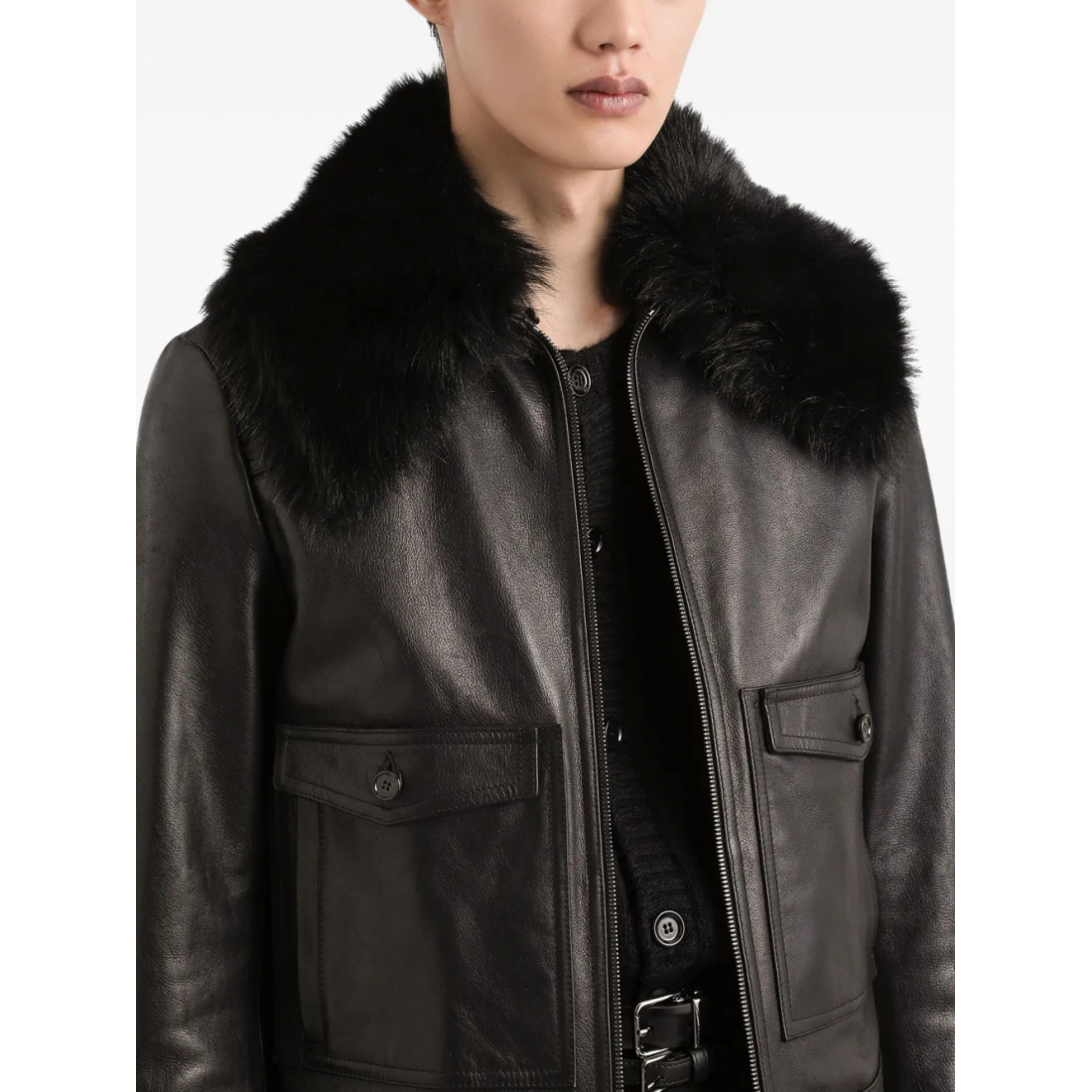 Men's 'Fur-Collar' Leather Jacket