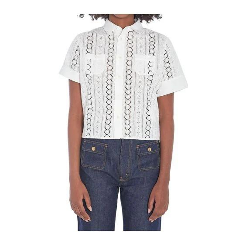 Women's 'Broderie Anglaise' Short sleeve shirt