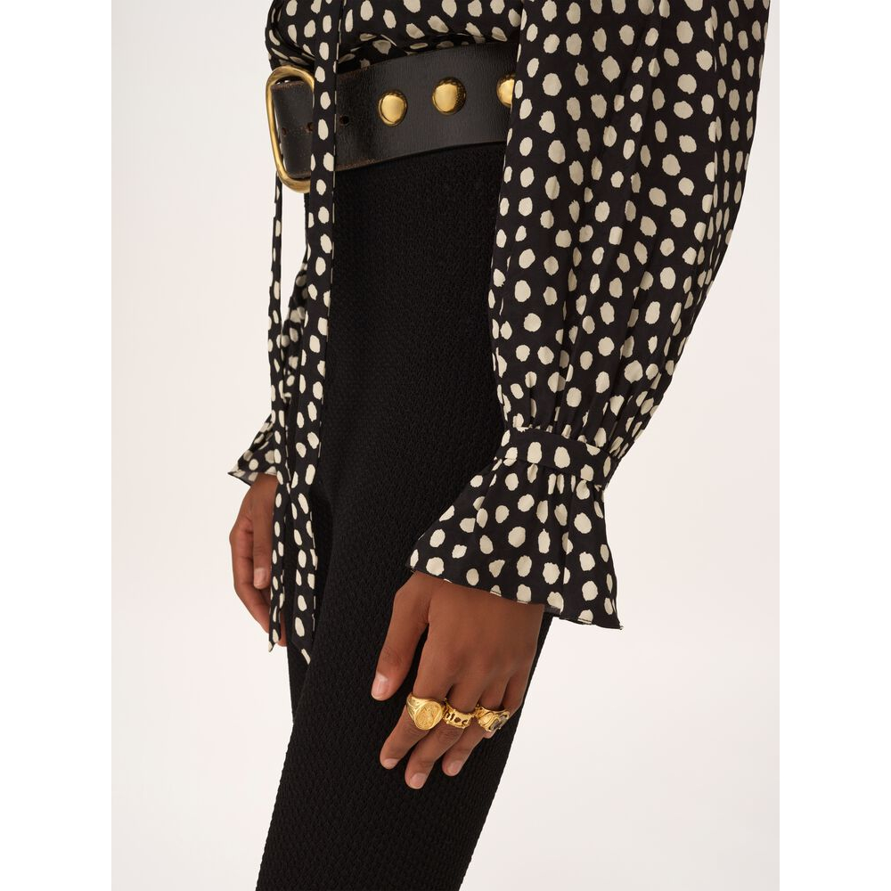 Women's 'Tie-Front Ruffled' Long Sleeve Blouse