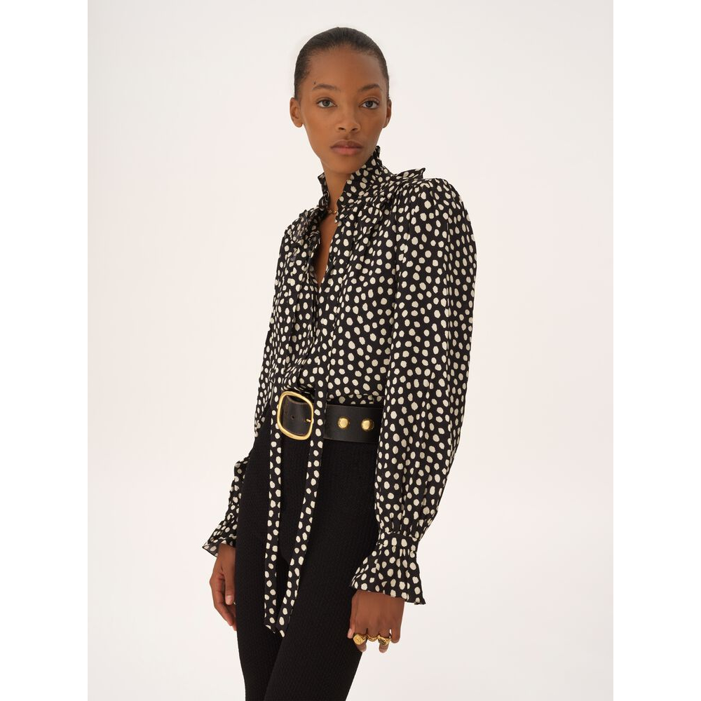 Women's 'Tie-Front Ruffled' Long Sleeve Blouse