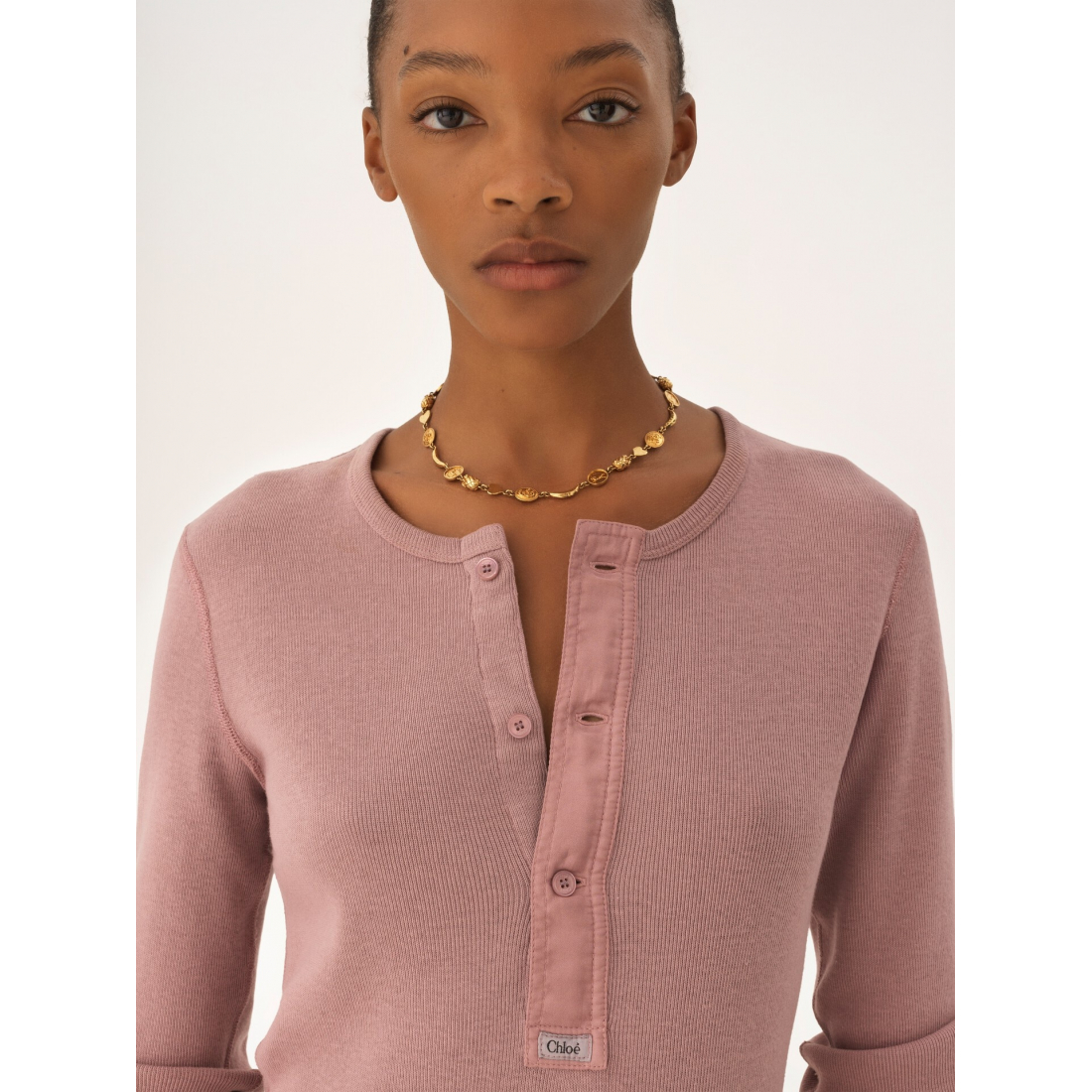 Women's 'Fitted Henley' Long-Sleeve Polo Shirt