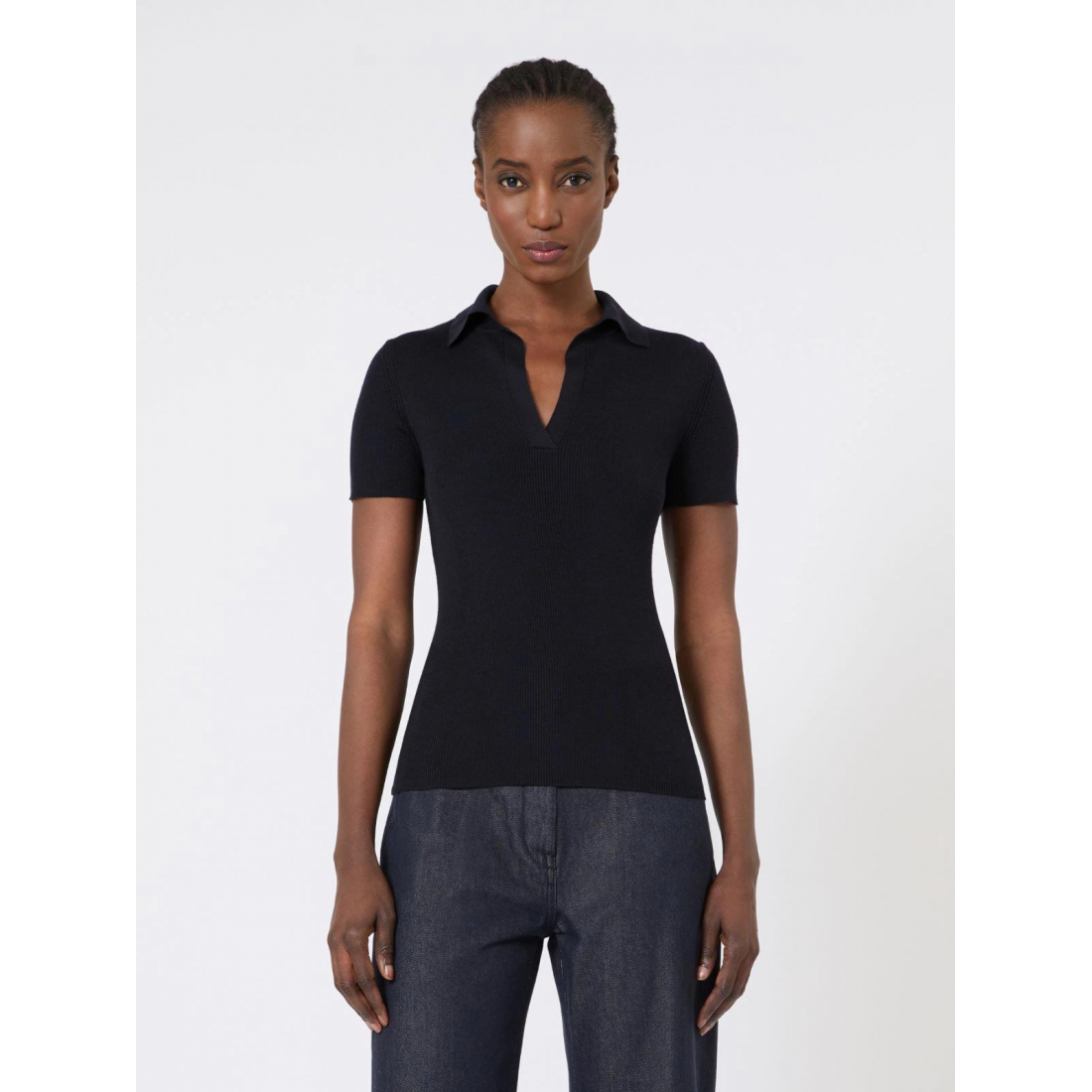 'Ribbed' Polohemd für Damen