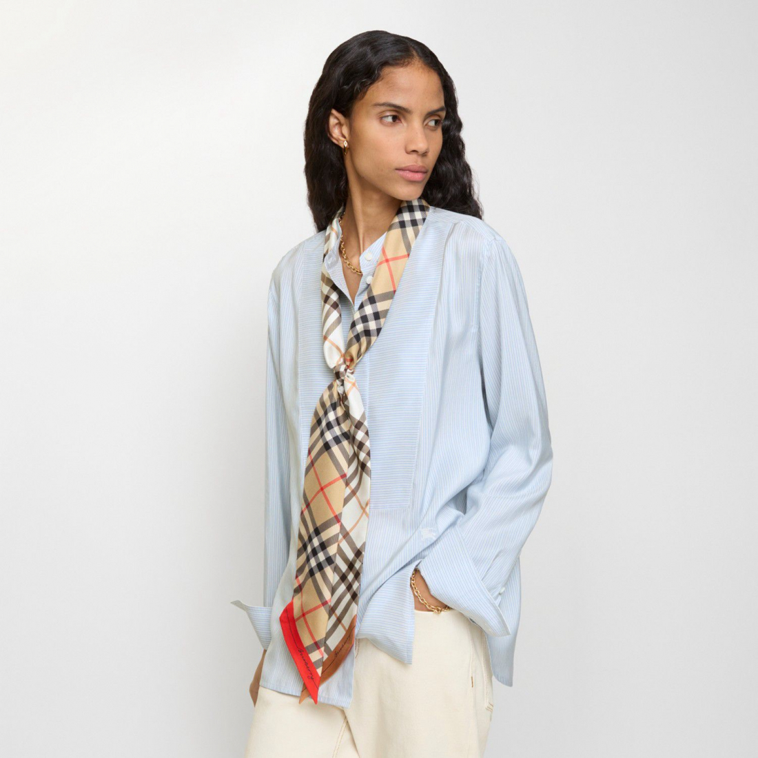 Women's 'Skinny Contrast Check' Scarf