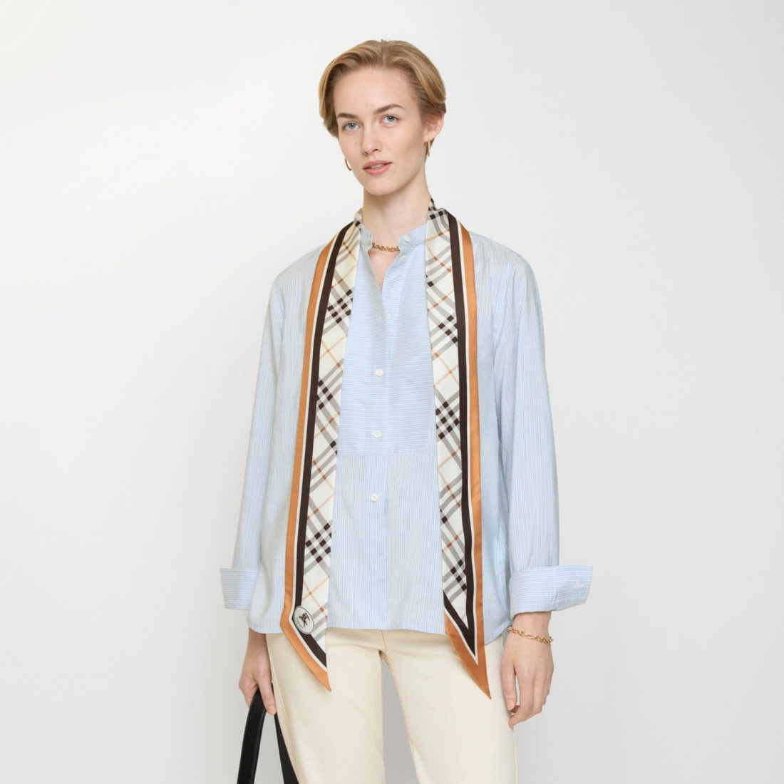 Women's 'Skinny Check Knight Stamp' Scarf