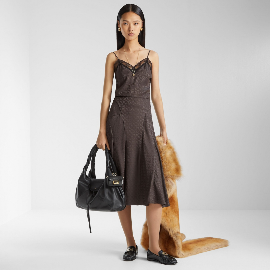 Women's 'Logo-Plaque Flared' Midi Skirt