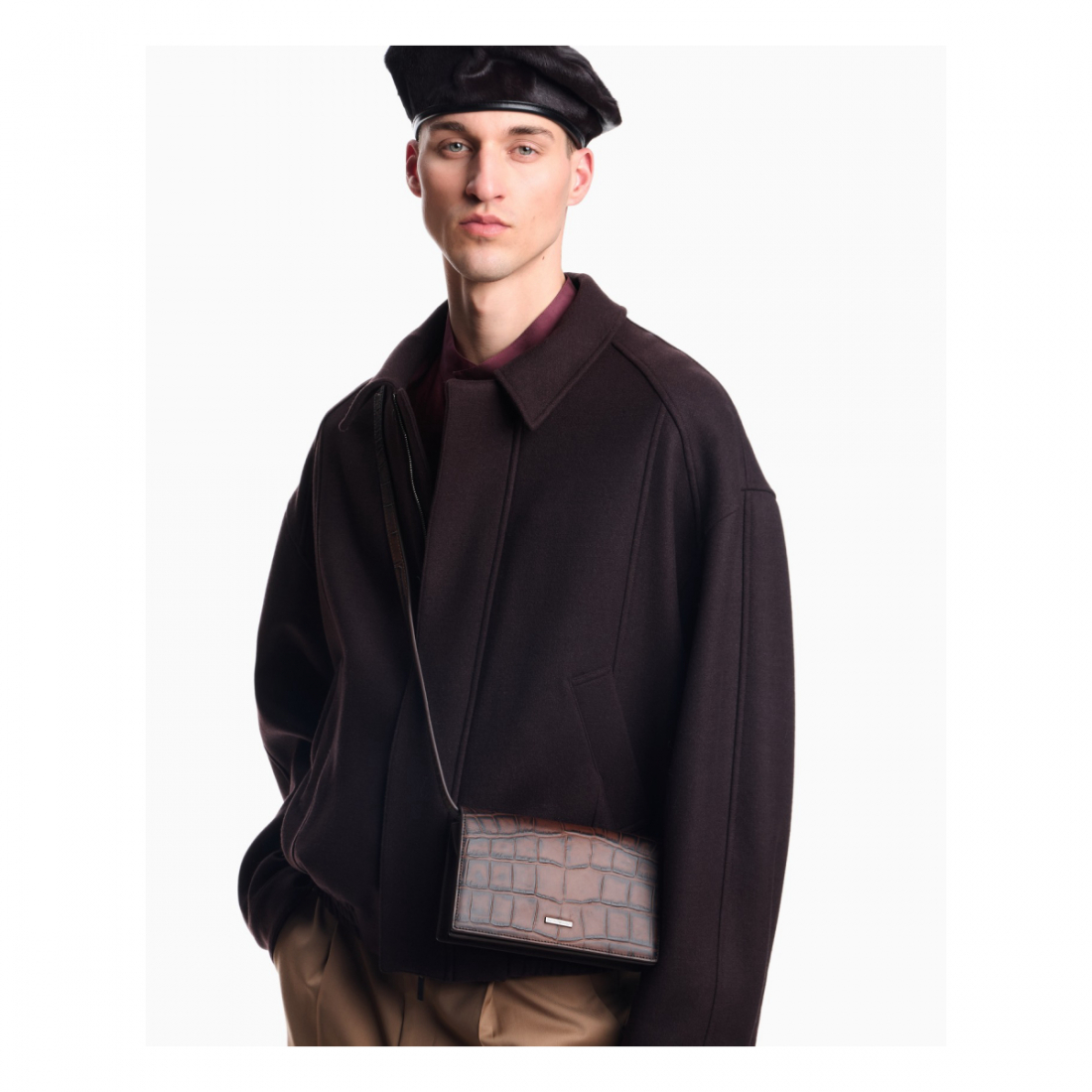 'Crocodile-Embossed' Umhängetasche für Herren
