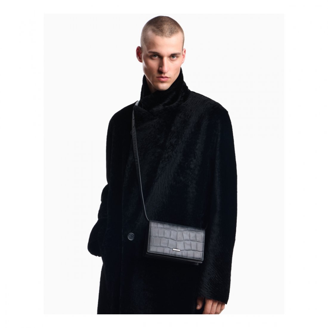 'Crocodile-Embossed' Umhängetasche für Herren