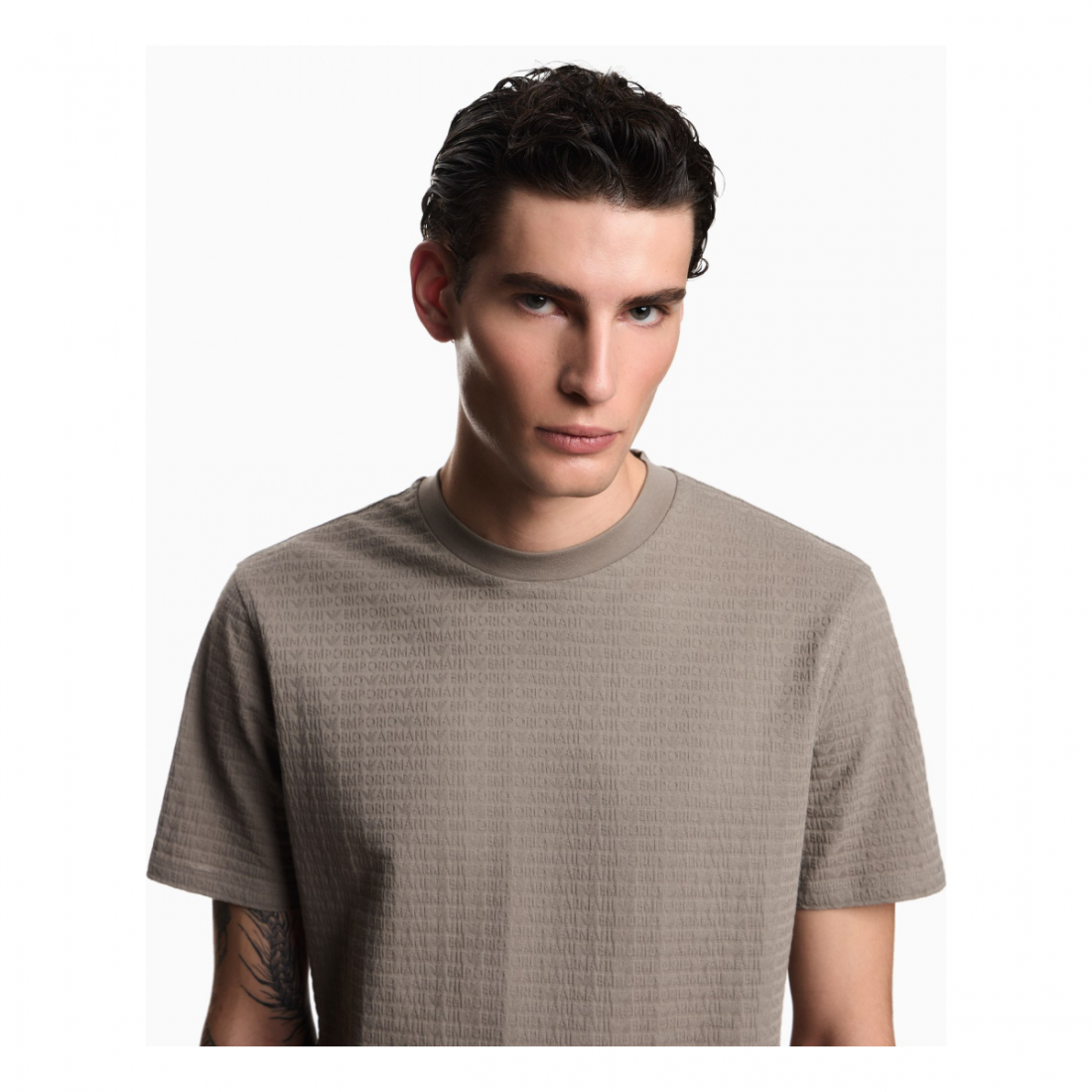 'All-Over Jacquard Lettering' T-Shirt für Herren