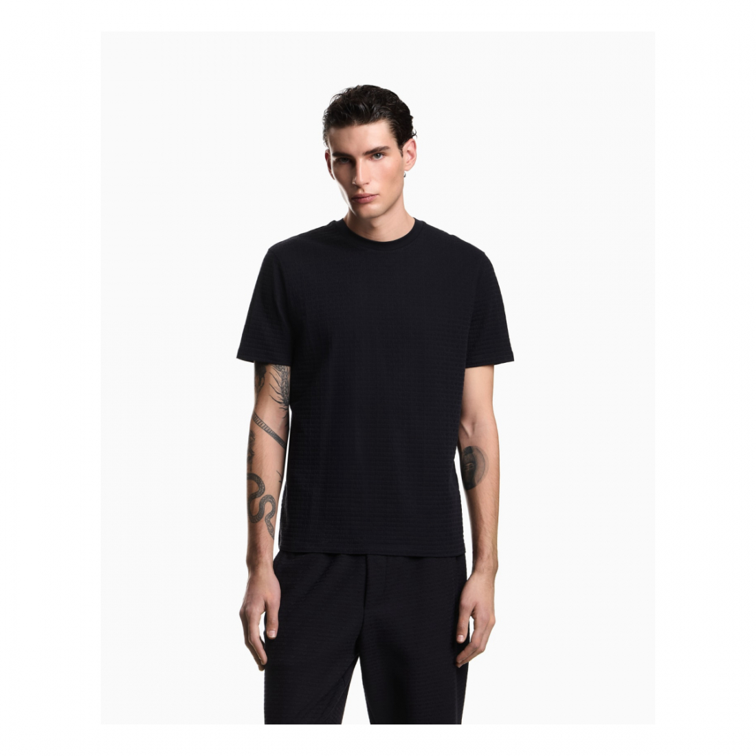 'All-Over Jacquard Lettering' T-Shirt für Herren