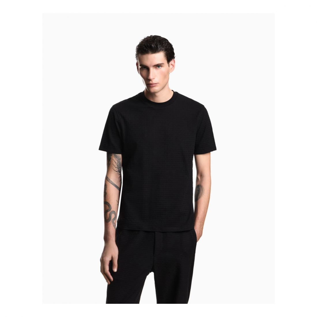 'All-Over Jacquard Lettering' T-Shirt für Herren