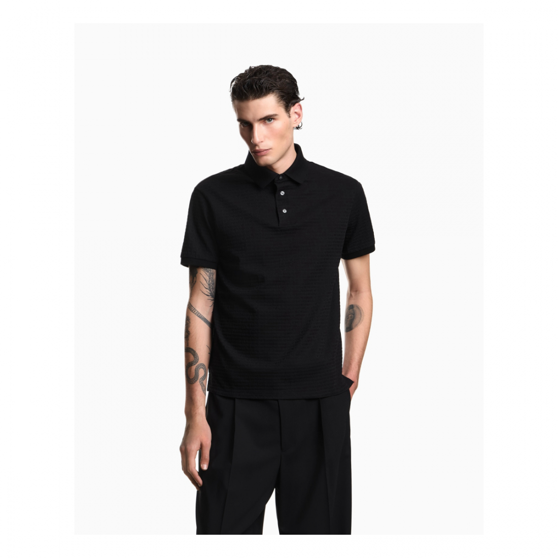 Men's 'All-Over Jacquard Lettering' Polo Shirt