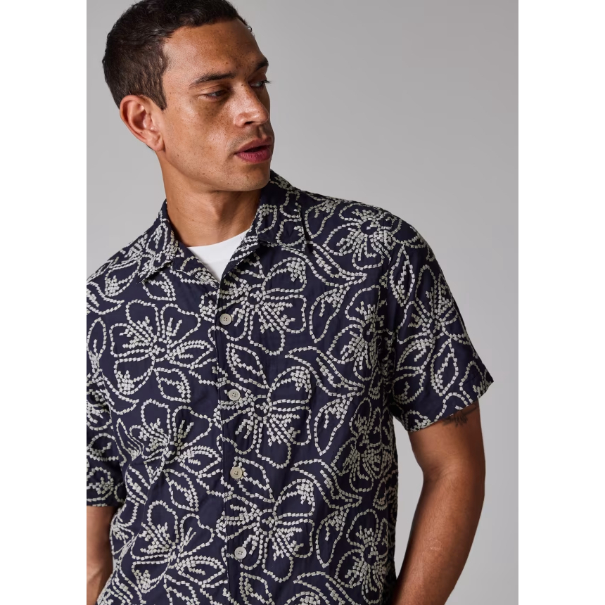 'Casual-Fit Floral Embroidery' Kurzärmeliges Hemd für Herren