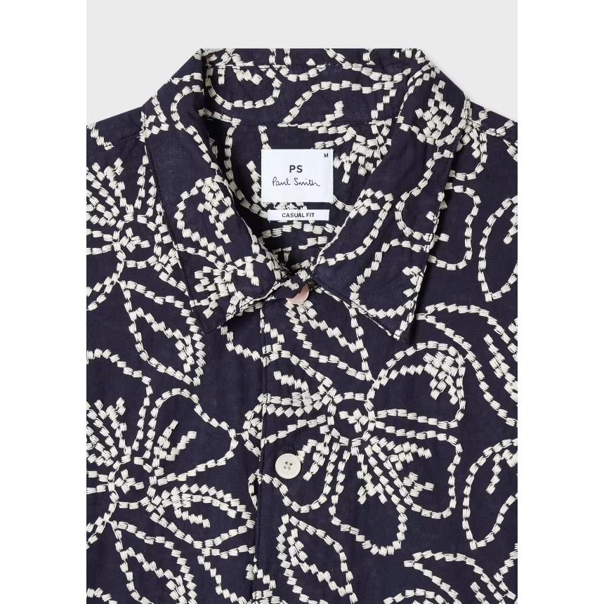'Casual-Fit Floral Embroidery' Kurzärmeliges Hemd für Herren