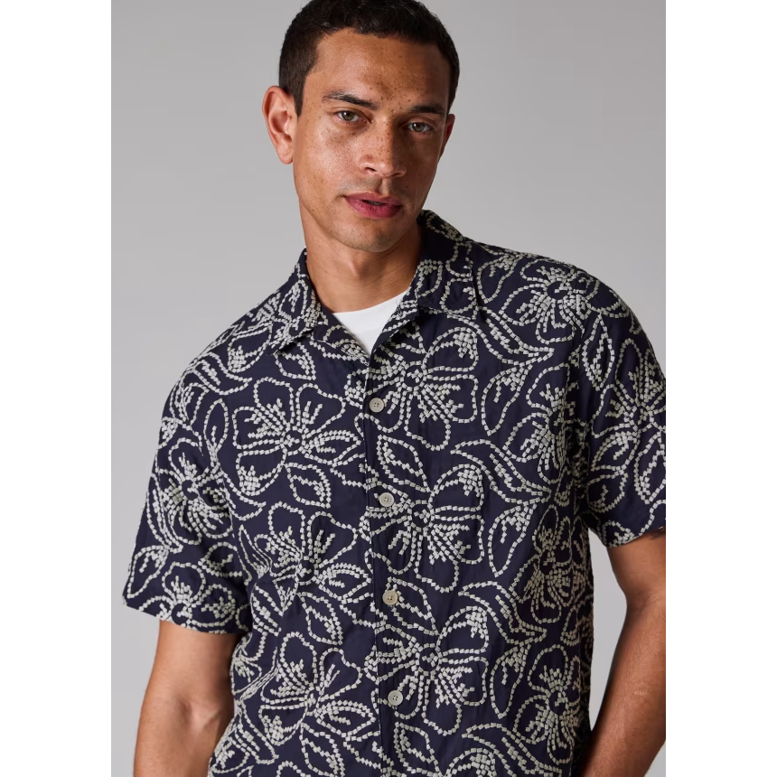 'Casual-Fit Floral Embroidery' Kurzärmeliges Hemd für Herren