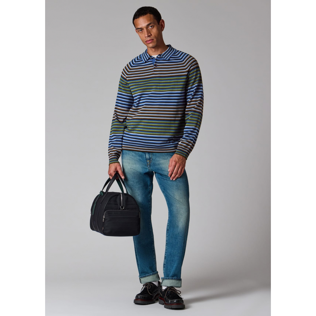 Men's 'Stripe' Long-Sleeve Polo Shirt