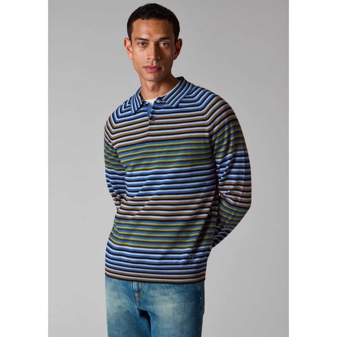 Men's 'Stripe' Long-Sleeve Polo Shirt