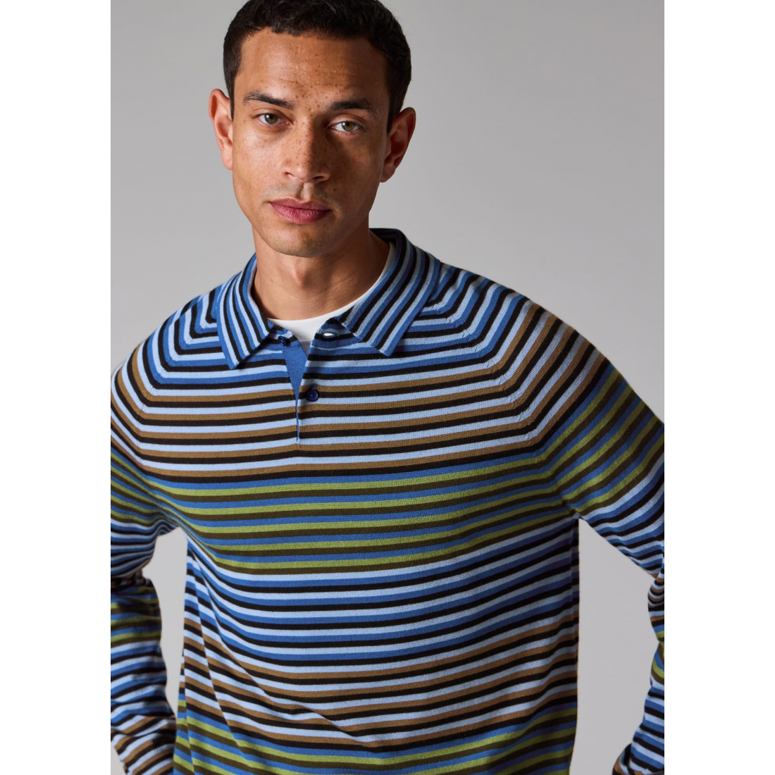 Men's 'Stripe' Long-Sleeve Polo Shirt