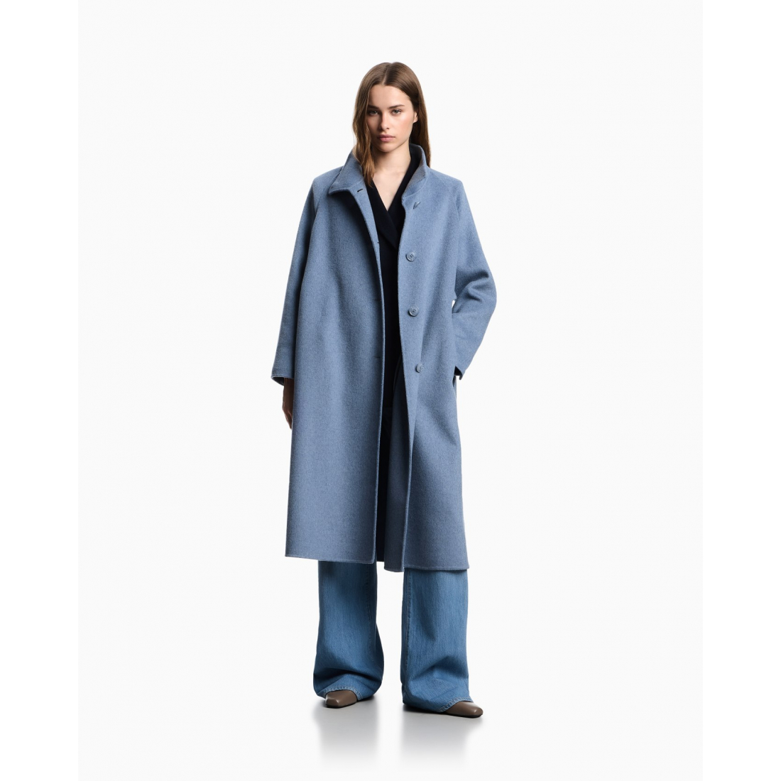 Manteau 'Belted Stand-Collar' pour Femmes