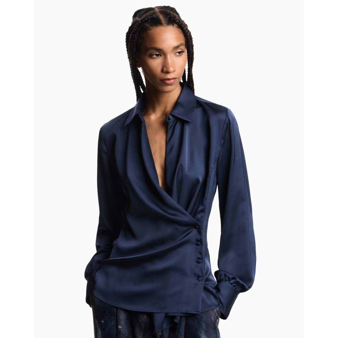 'Wrap' Langärmelige Bluse für Damen