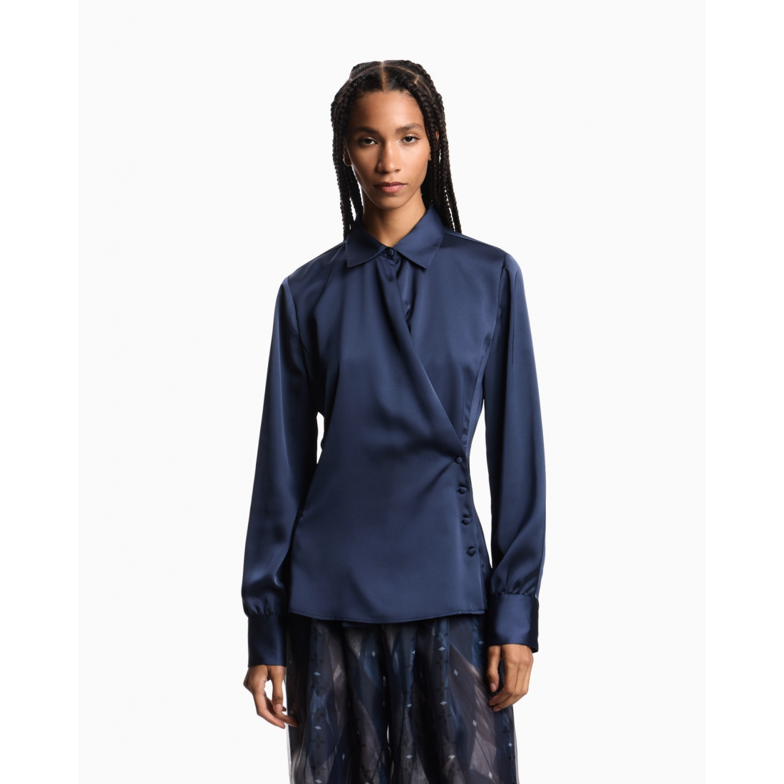 'Wrap' Langärmelige Bluse für Damen