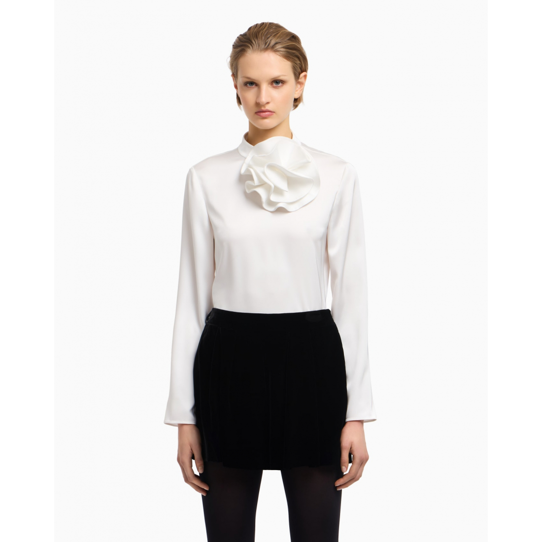 'Floral-Appliqué' Langärmelige Bluse für Damen