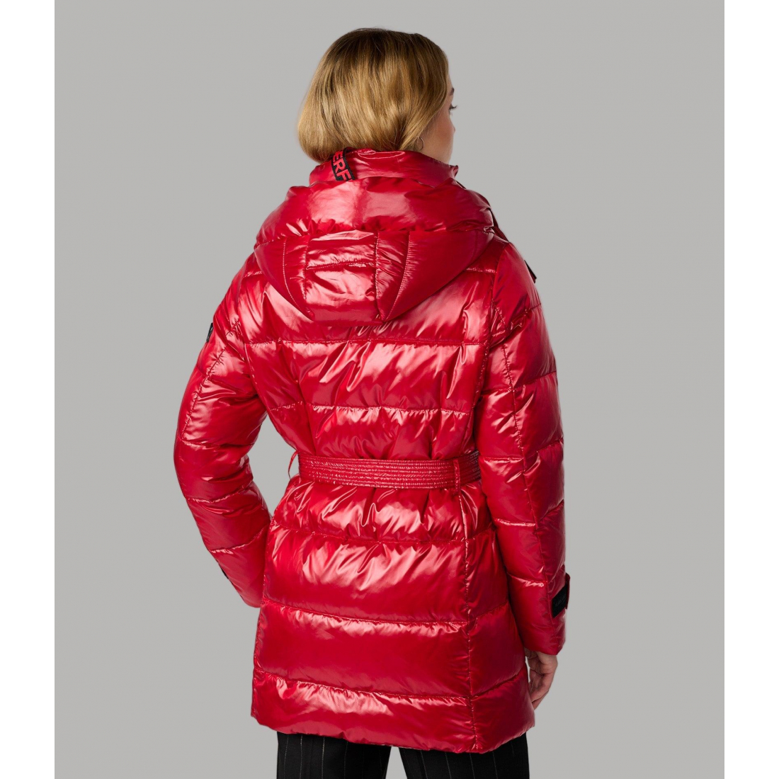'Contrast Belted Short Puffer' pour Femmes