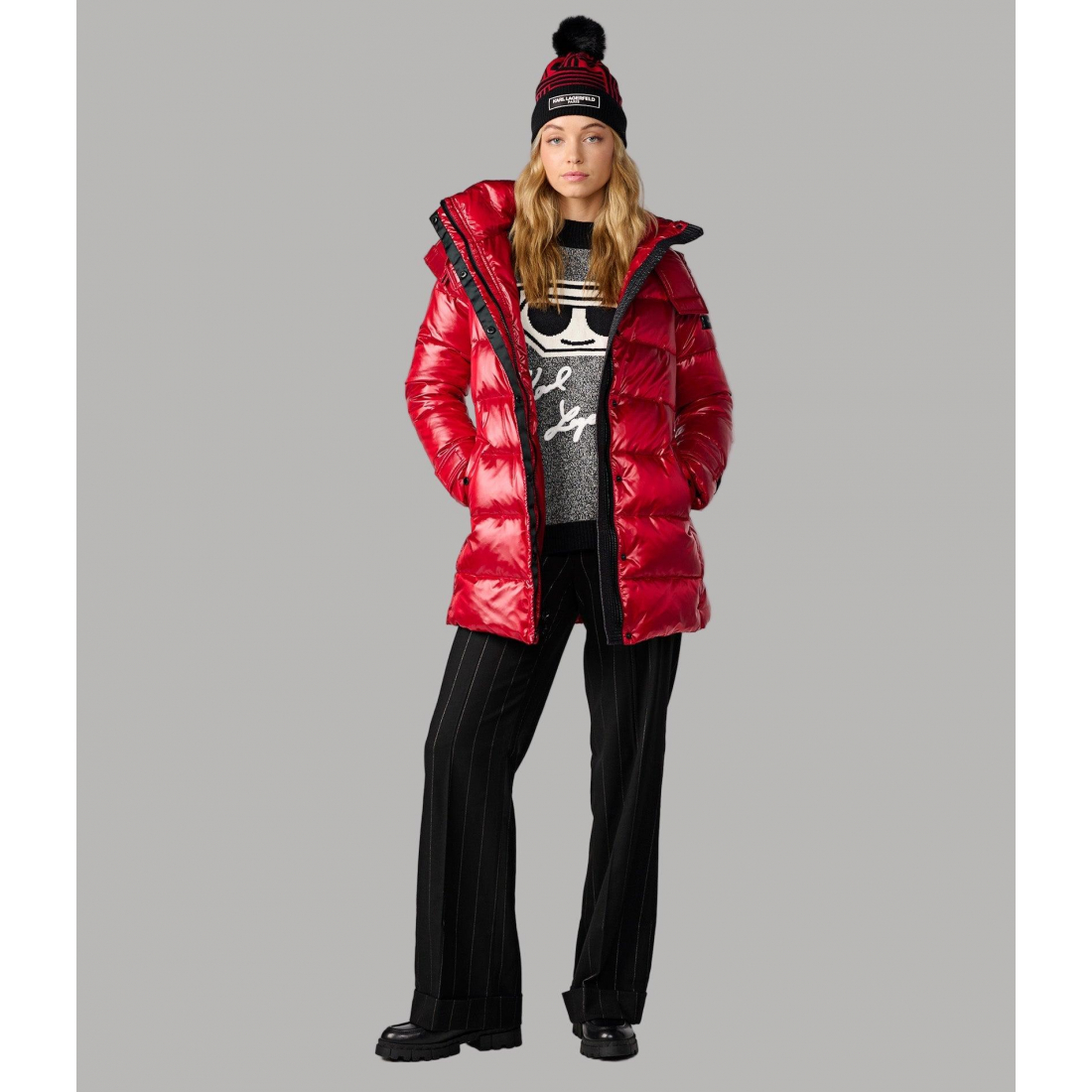'Contrast Belted Short Puffer' pour Femmes