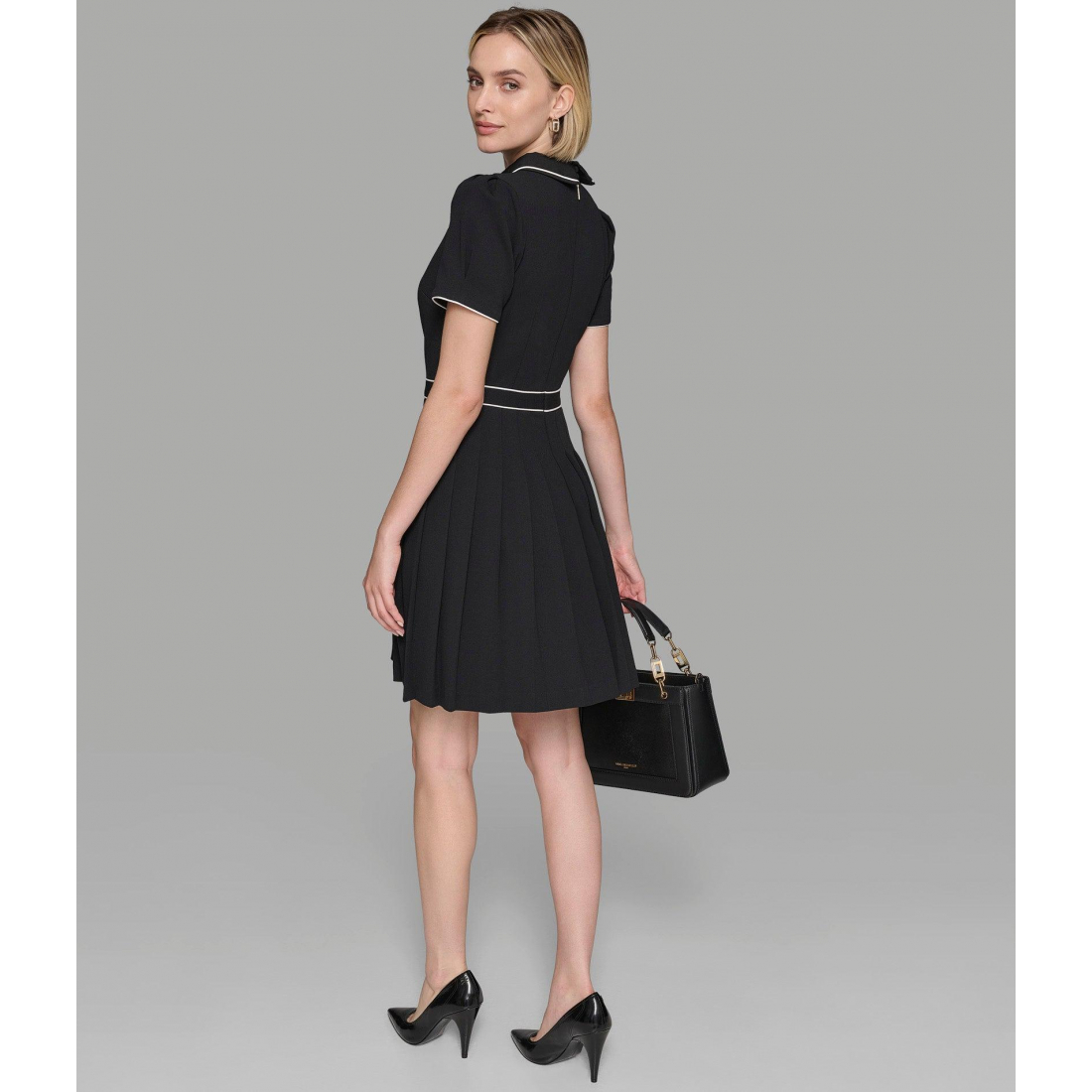 'Short Sleeve Collar A Line Dress' pour Femmes
