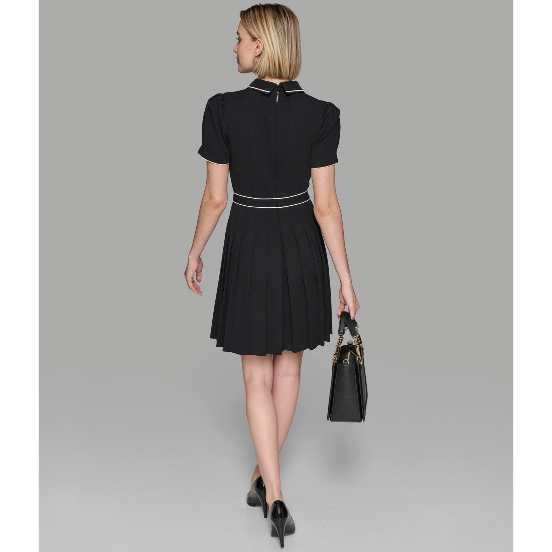 'Short Sleeve Collar A Line Dress' pour Femmes