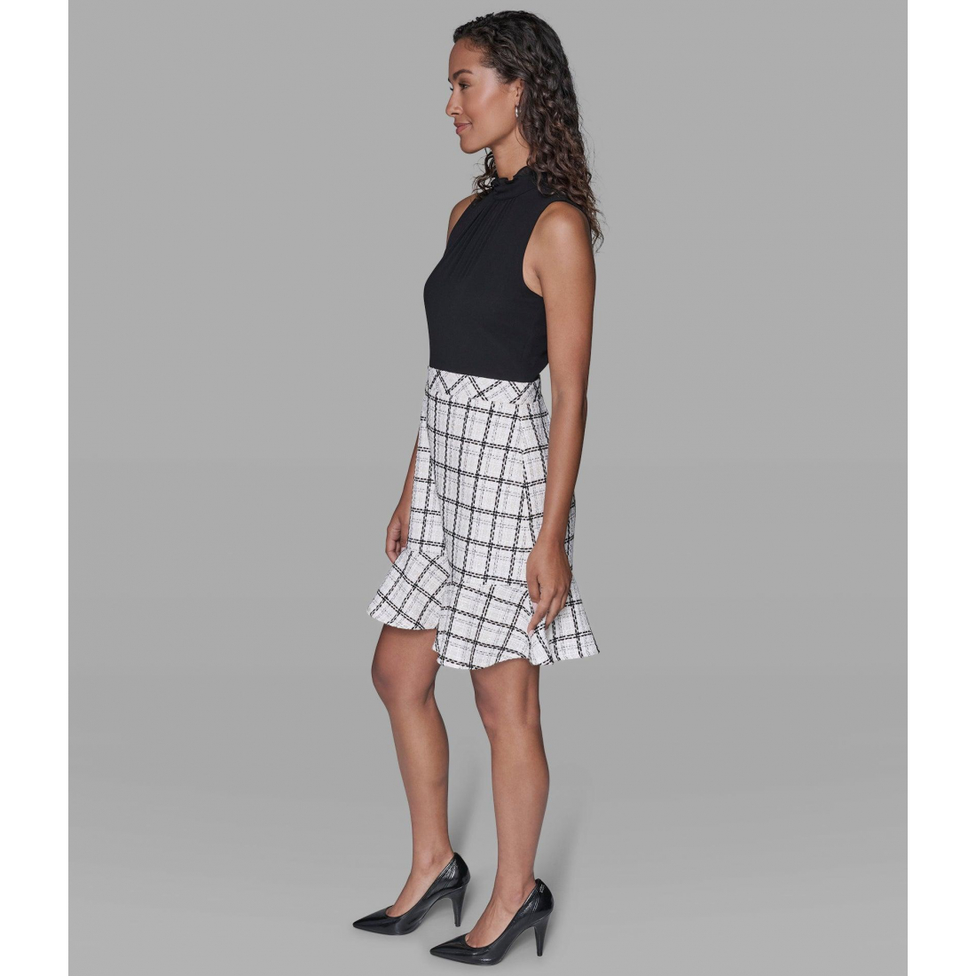 'Plaid Tweed Skirt Dress' für Damen