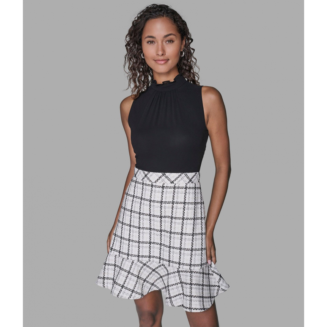 'Plaid Tweed Skirt Dress' für Damen