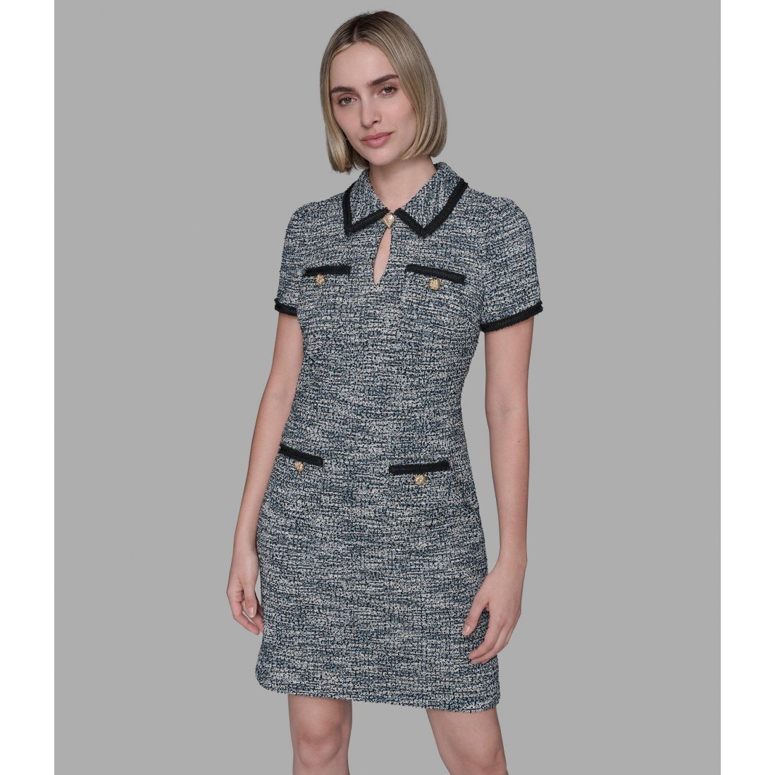'Tweed Knit Shirt Dress' pour Femmes