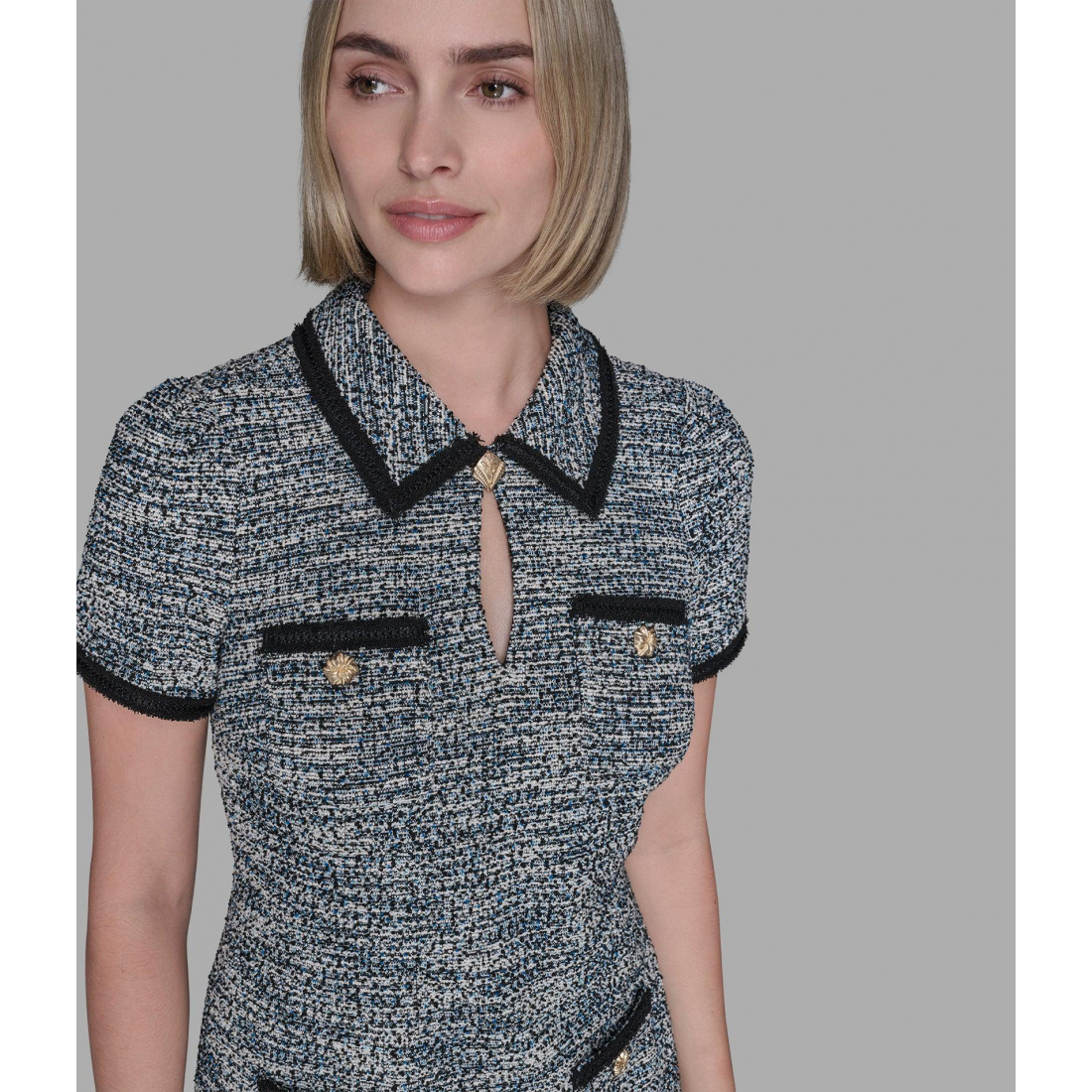 'Tweed Knit Shirt Dress' pour Femmes