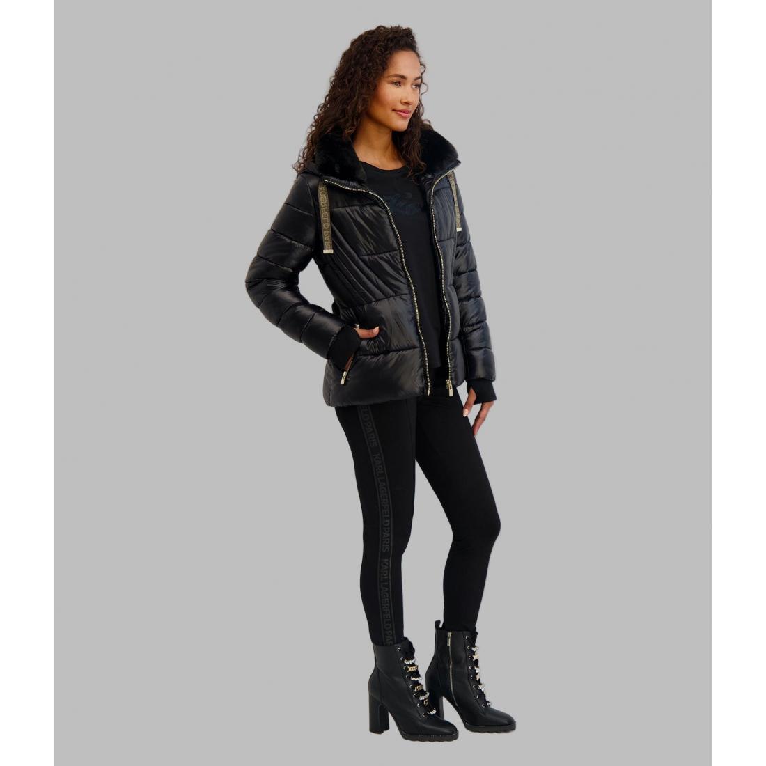 'Short Belted Puffer Jacket' pour Femmes