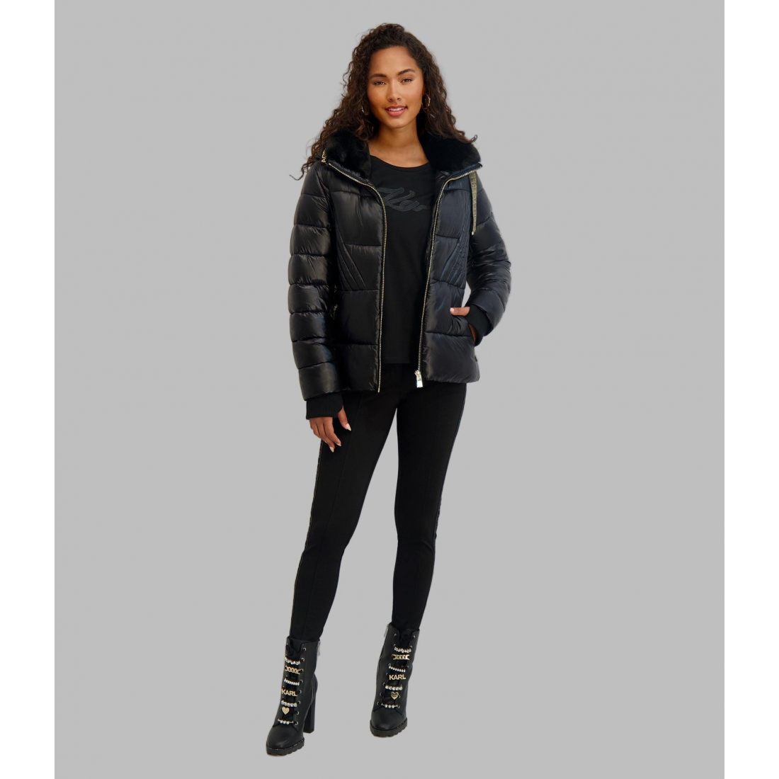 'Short Belted Puffer Jacket' pour Femmes
