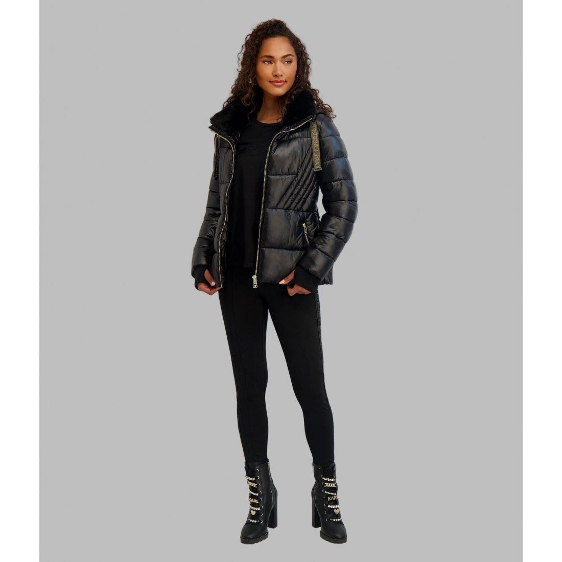 'Short Belted Puffer Jacket' pour Femmes