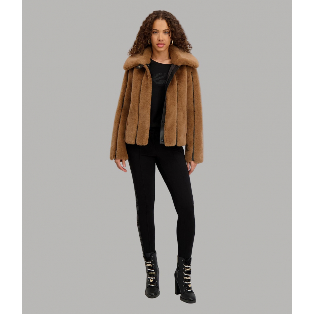 'Cropped Faux Mink Jacket' pour Femmes