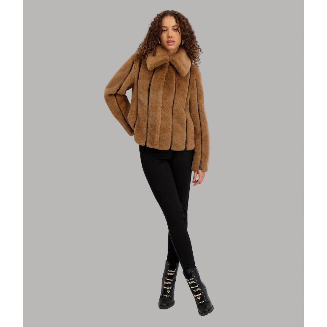 'Cropped Faux Mink Jacket' pour Femmes