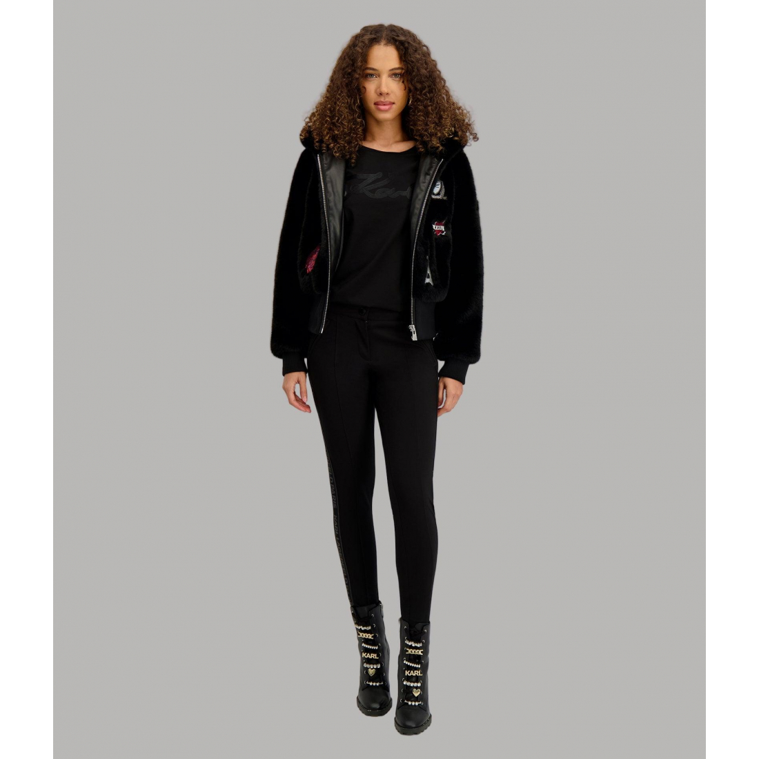 'Faux Fur Patch Bomber' pour Femmes