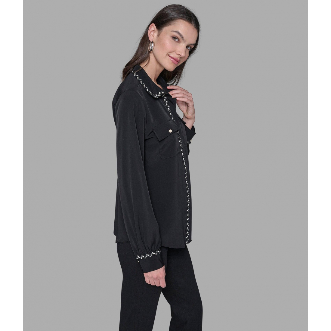 'Soft Blouse With Tweed Trim' pour Femmes